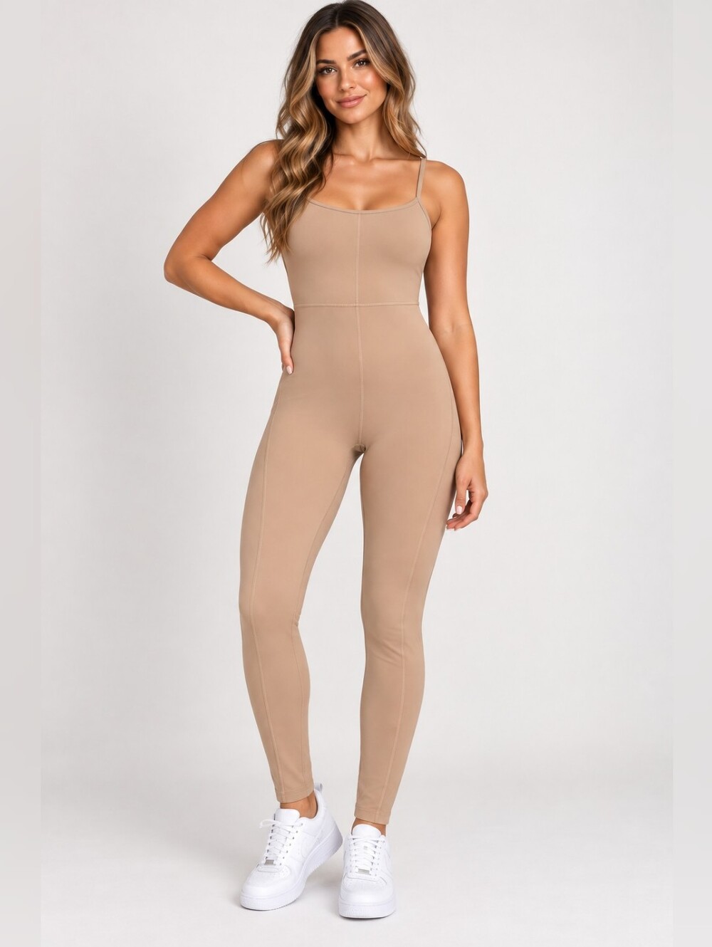 Wilfred Free Aritzia Tan Fitted Jumpsuit